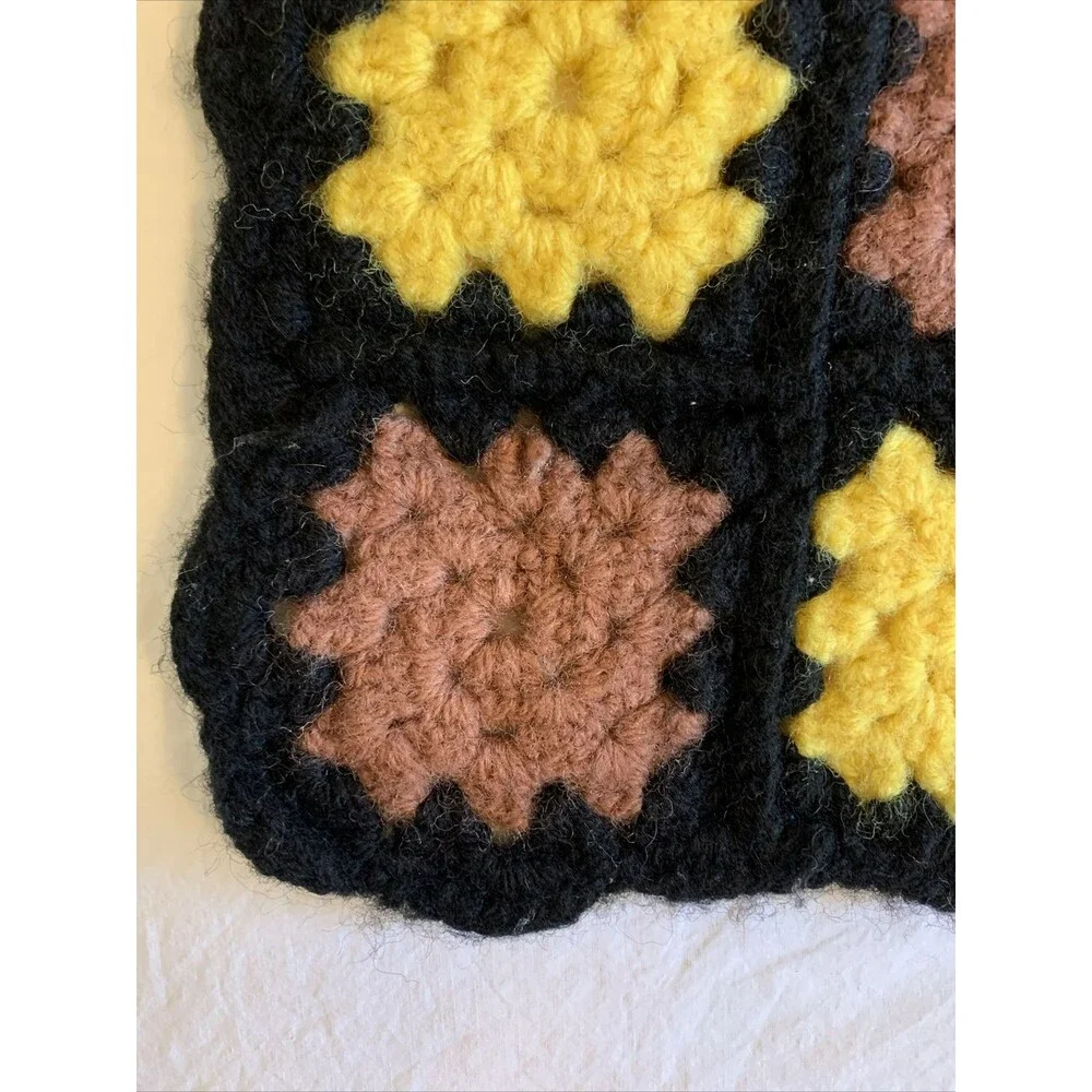 Vintage Granny Handmade Crochet Wool Afghan Square Roseanne Big Bang 48” X 48”